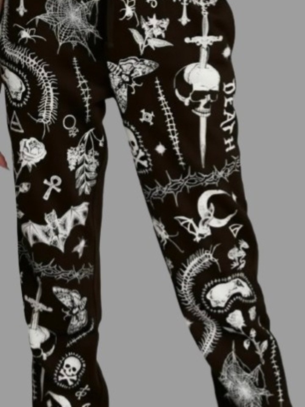 Black Graphic Tattoo Print Sweatpants